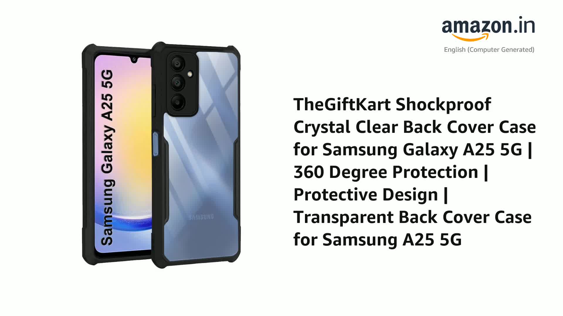 Samsung Galaxy A25 sim free. plastic case. Anti glare protection film.