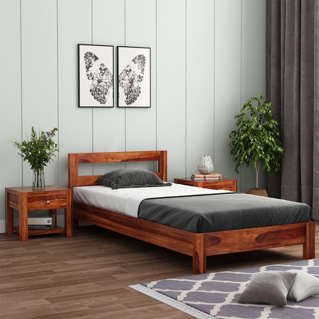 Zakul Light Double Low Floor Sheesham Wood Bed for Bedroom (48x72) with 2 Years Warranty | Office Furniture | Living Room Cot | Wooden Bed | Daybed | Traditional Beds-image-36
