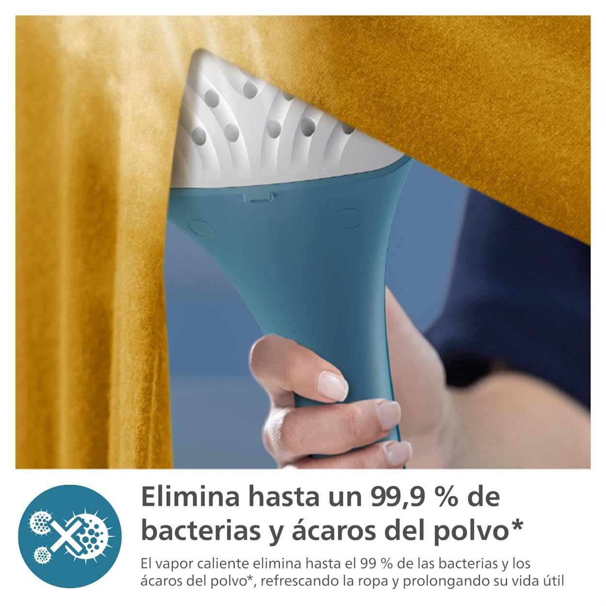 Philips Vaporizador Serie 1000-1800W, Gran depósito de 1,8L, 3 ajustes de vapor, StyleBoard integrado, Eliminación de arrugas, Elimina el 99,9% de las bacterias y los ácaros del polvo* (STE1040/20)