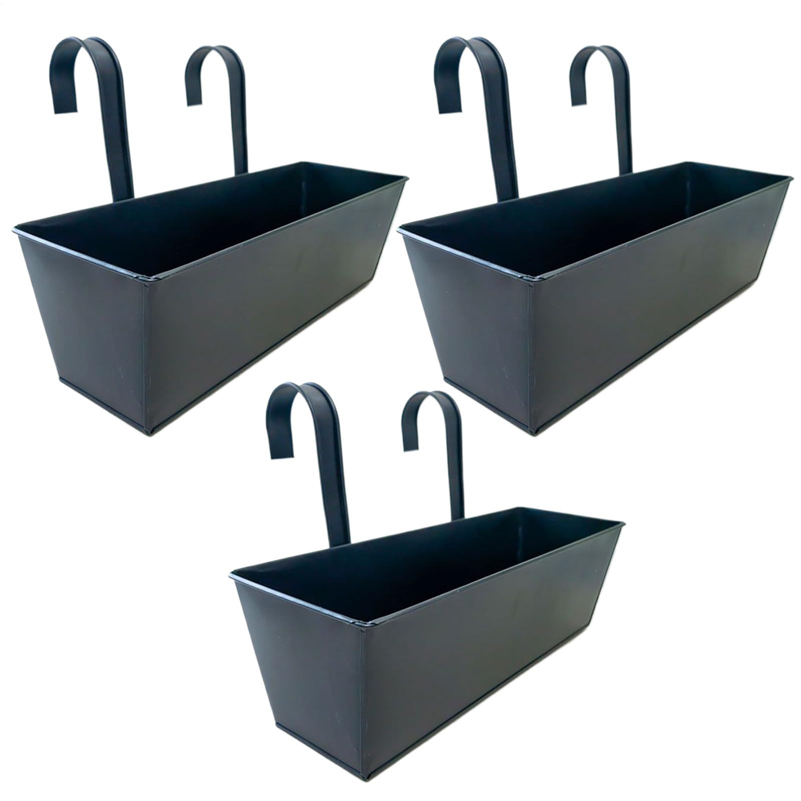 Boîtes de plantation balcon en métal lot de 3 avec crochets