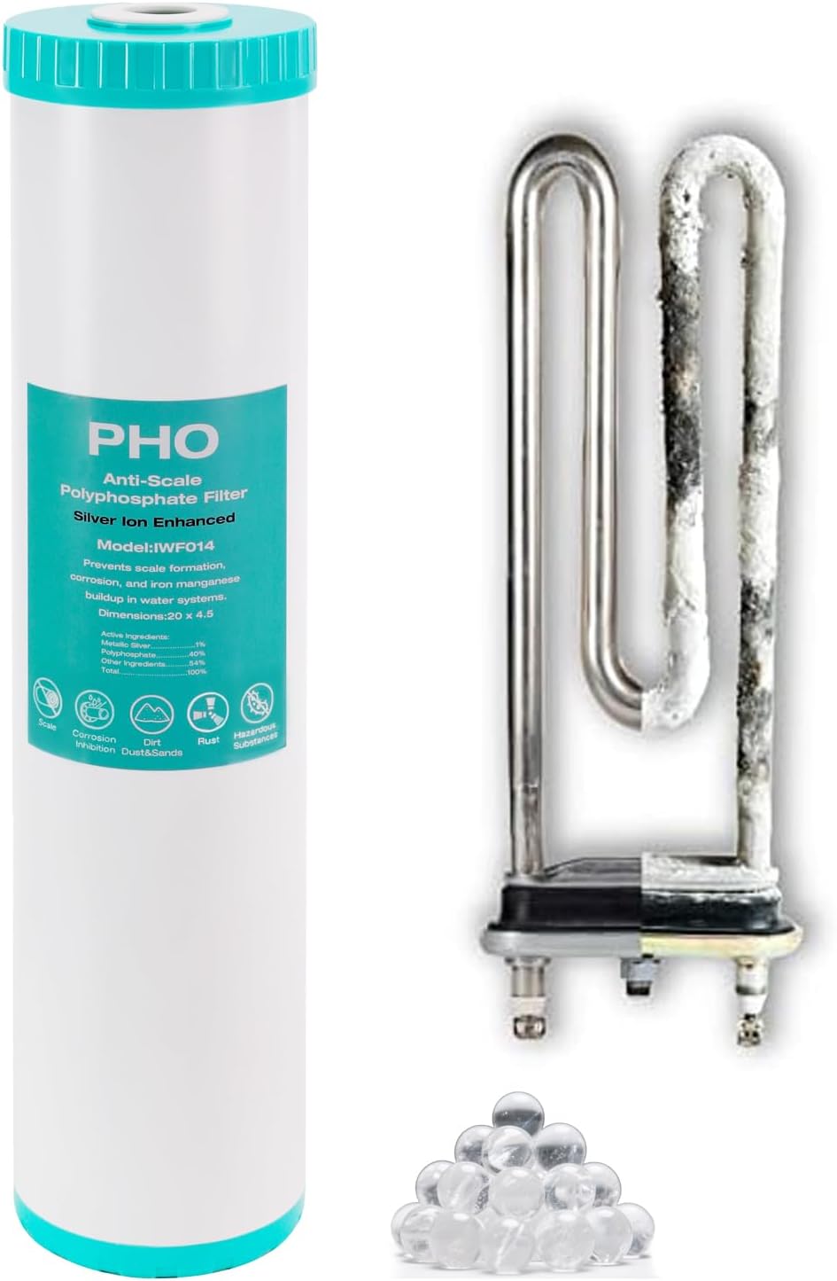 H&G Lifestyles Water Softener Cartridge,Replacement for 20x 4.5 Whole House Water Filter,Cation Ion Exchange Resin,Remove Calcium Magnesium,Compatible with 20 Inches Filter Housing