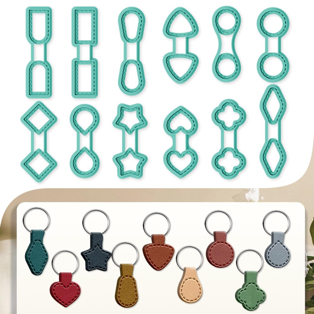 beinkmake 12Pcs Basic Shape Polymer Clay Cutters Geometric Keychain Clay Earrings Cutters Polymer Jewelry Cutter for Earrings Making Birthday Party DIY Supplies