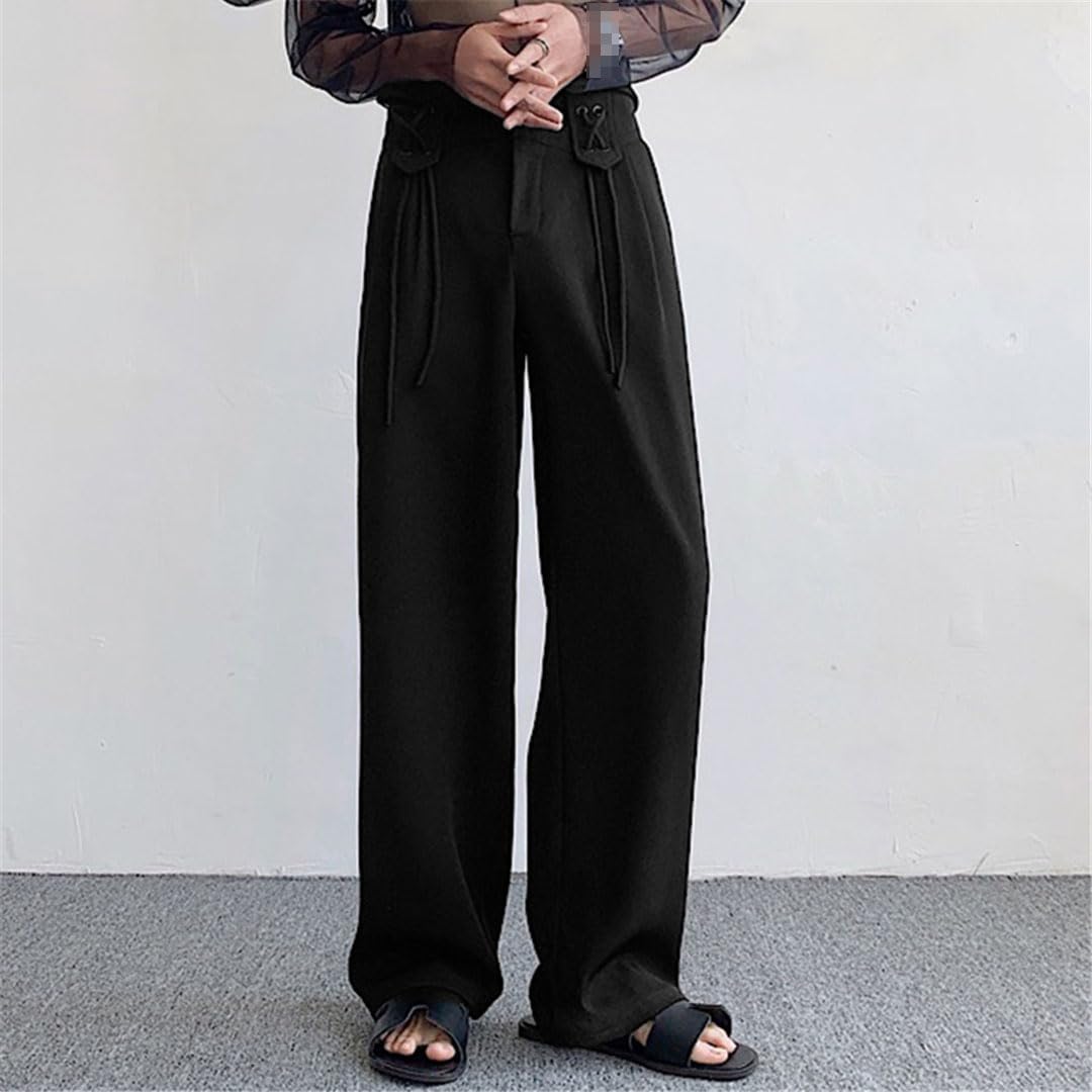 Vogrtcc Pantalones De Hombre Pantalones Largos Sueltos con Cordón De Cintura Alta Pantalones Casuales De Pierna Recta