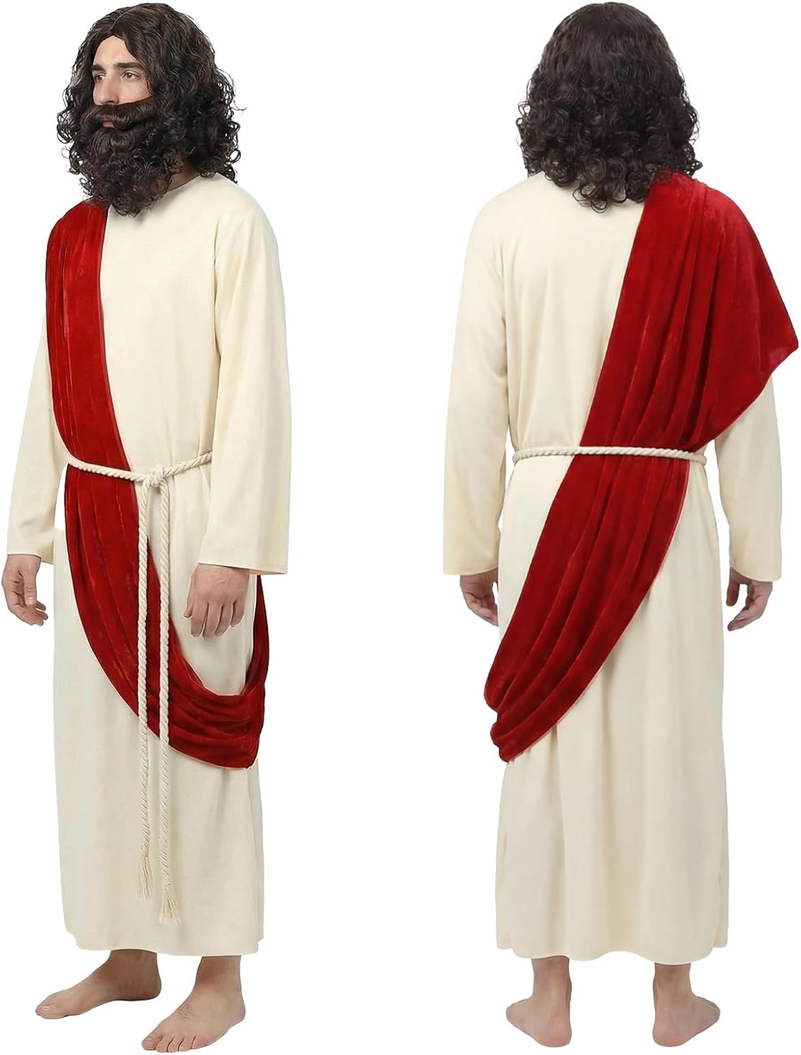 Jesus Costume Adult Men Biblical Christ Robe Saint Religious Outfit Scarf Waist Rope for Halloween Easter Cosplay - Image 2