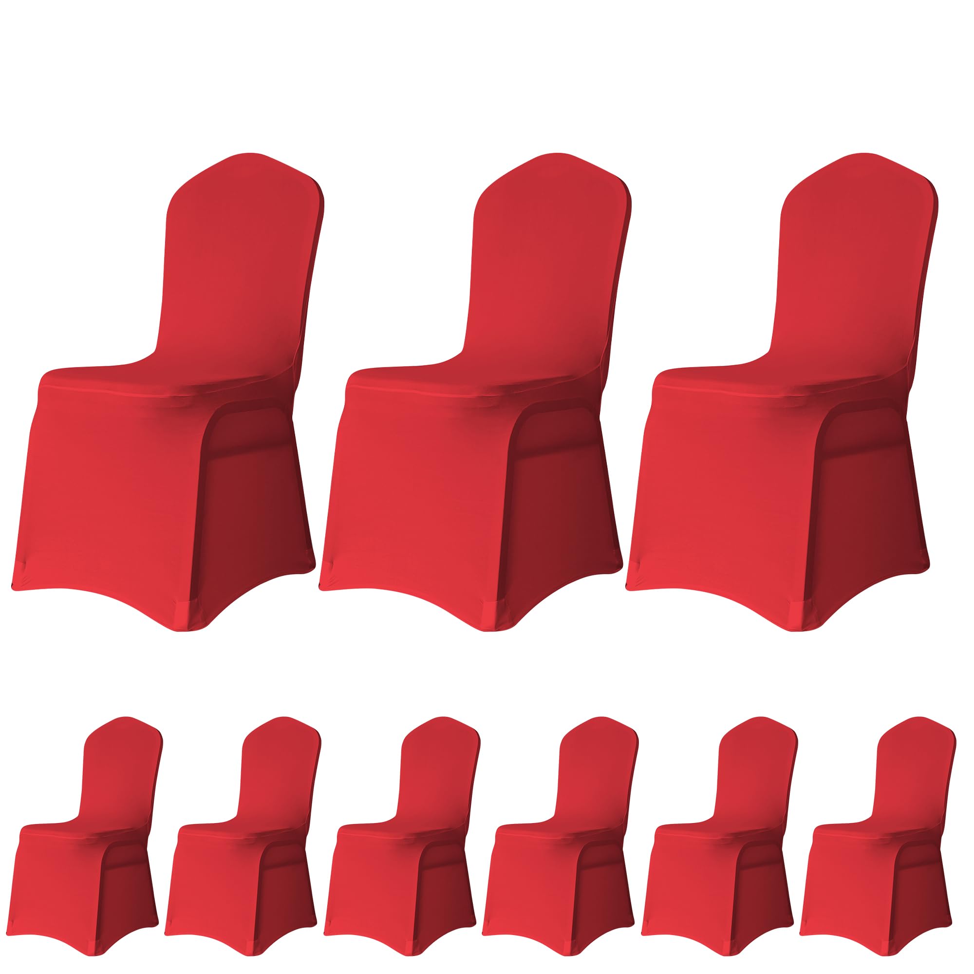 Trimming Shop Chair Cover Spandex Polyester Stretch Fabric Front Flat Dining Slipcovers Washable & Removable Wedding Chair Covers for Banquets Ceremony & Hotel Dinner (Red, Pack of 10) โ image 1