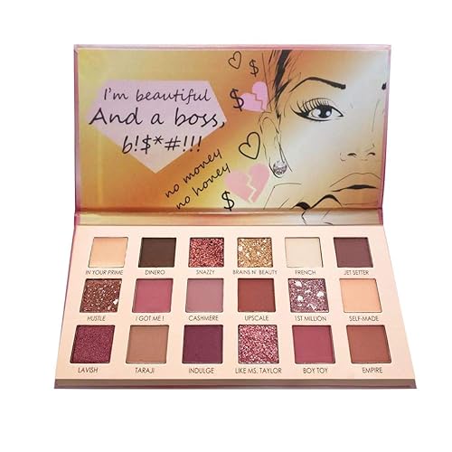 Italia Deluxe Boss Bisch - Paleta de sombra de ojos con pigmento de 18 colores
