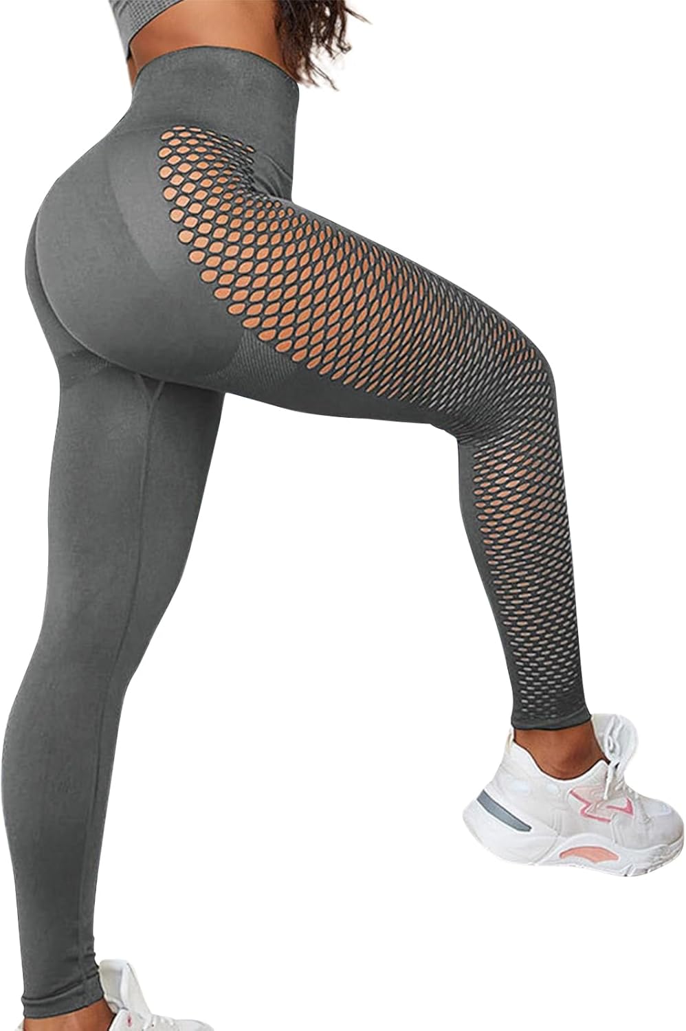 Tupumo Sexy Yoga Leggings for Women, High Waisted Compression Pants with Mesh Side Details, Tummy Control, Breathable Workout Leggings for Running and Sports