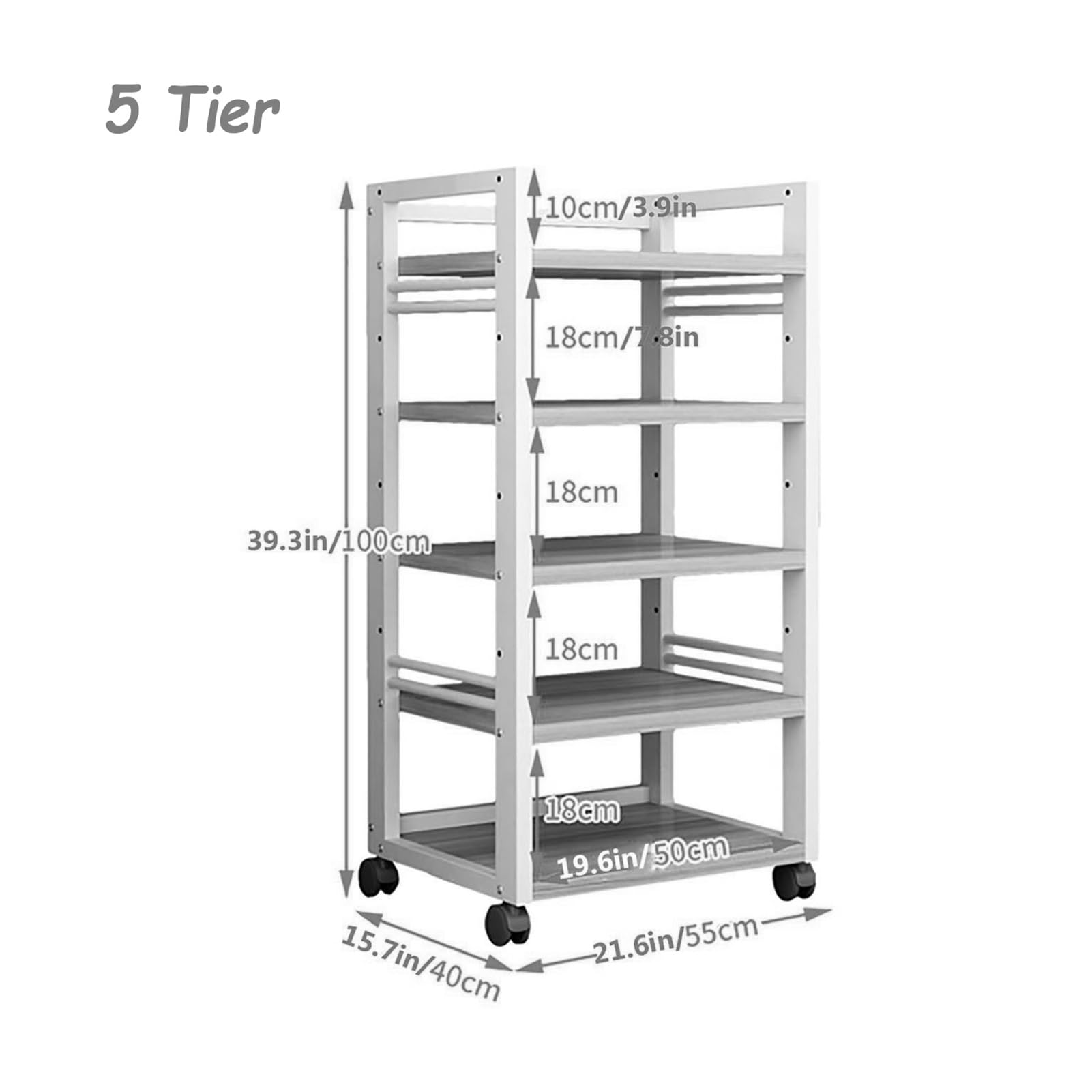 XingLi 5-Tier Movable AV Media Stand, Video Component Cabinet Stereo Stand, Modern AV Cabinet, Corner TV Stand for/Game Consoles/DVD Player/Projector/TV Accessories(Color:D -55x40x100cm)