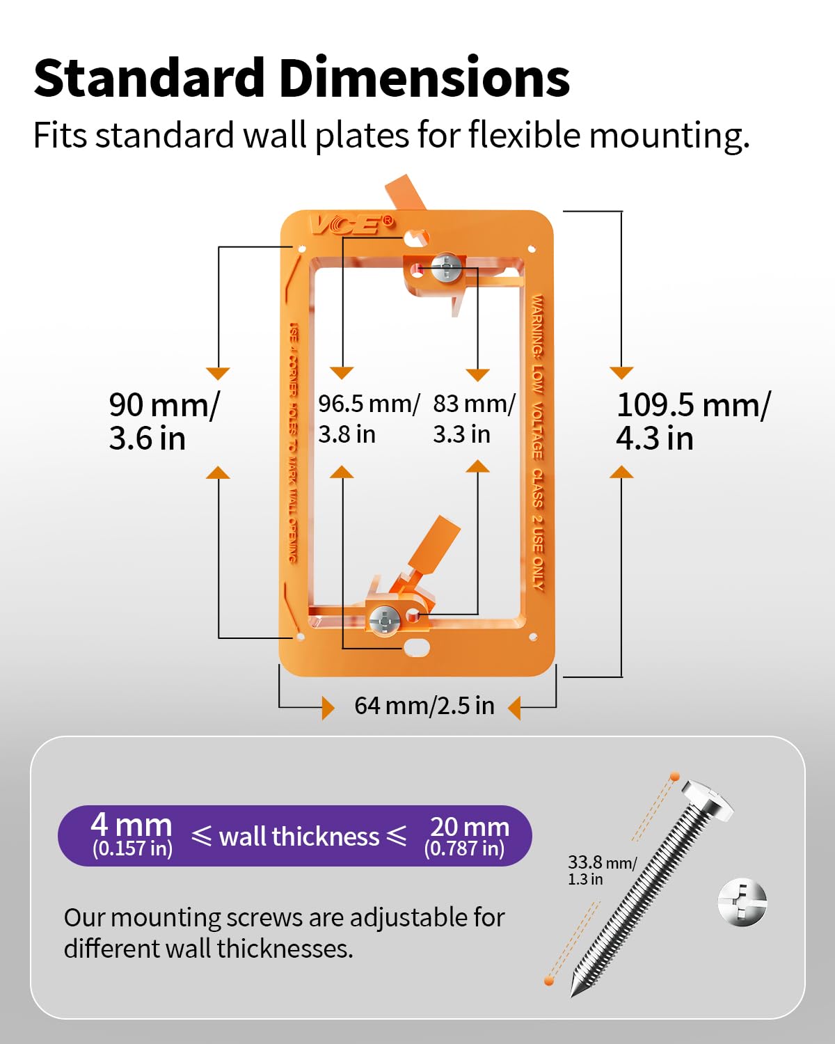 VCELINK Low Voltage Mounting Bracket, Flush Low Voltage Box, Orange 5-Pack — Amazon image 7