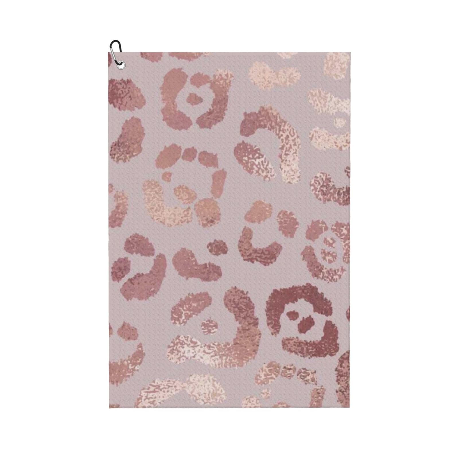 Hnnkloy Leopard Print Cheetah Rose Gold, 16x24 in Portable Waffle Golf Towels with Carabiner Clip for Golf Bag
