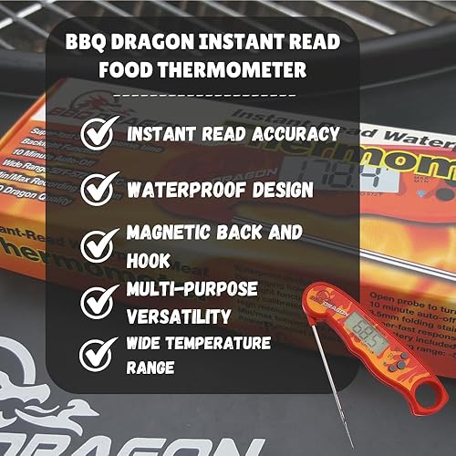 Miniatura 3 de BBQ Dragon Termómetro digital de carne con sonda  Termómetro de alimentos de lectura instantánea para cocinar, hornear, líquidos, dulces  Termómetro