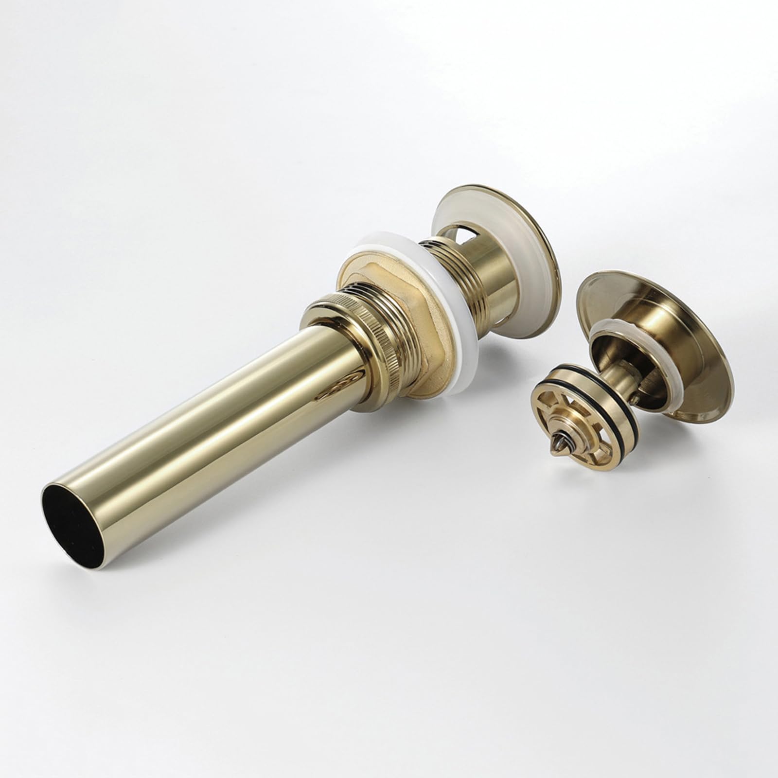 Desagüe Universal Con Rebosadero。VáLvula Para Lavabo Clic Clac。Tapon Lavabo Click Clack Universal。Prensa De Resorte De Drenaje Totalmente De Cobre,oro,Con Orificio De Rebosadero