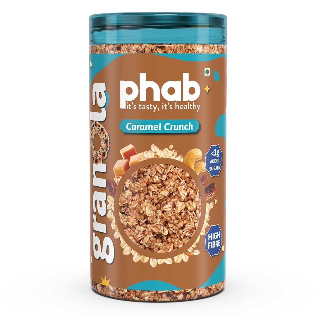 Phab Caramel Crunch Granola Cereals, Source of High Fiber & Gut-Friendly | 41% Oats | Goodness of Baked Rolled Oats, Dates, Pre-Biotics | No Preservative, No Trans fat | 245 gm (B0CSFMXK3D) Amazon Price History, Amazon Price Tracker