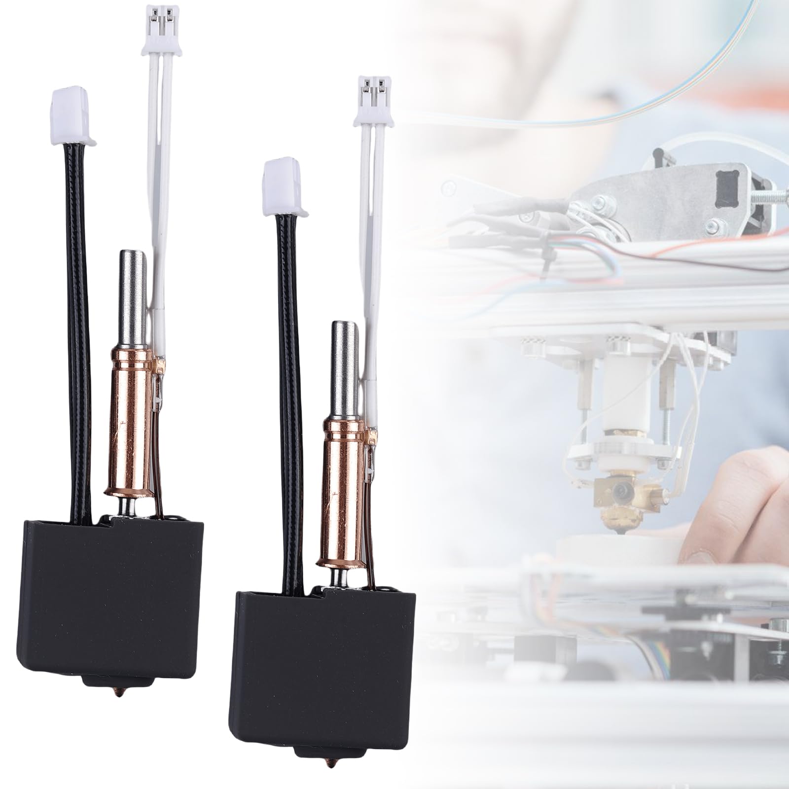 2 sztuki zestawu Hotend dla Anycubic Kobra 3, zestaw głowicy drukującej 3D z wymiennym blokiem grzejnym i 2 sztuk mosiężnej dyszy 0,4 mm dla Anycubic Kobra 3/ACE Pro