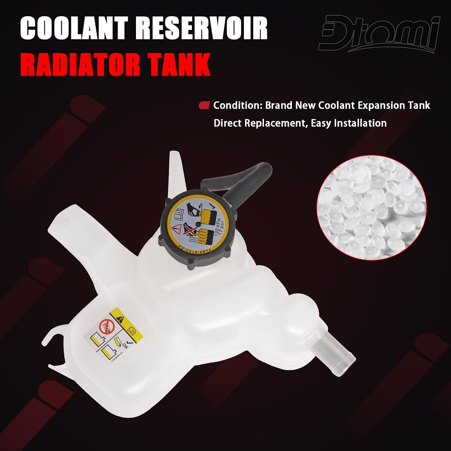 Engine Coolant Expansion Reservoir Tank With Cap, Radiator Overflow Tank Compatible With Ford Mercury Vehicle Escape 2001-2004 2007-2012, Mariner 2007-2011 Replaces# 603-215, YL8Z8100AA, YL8Z8A080AE