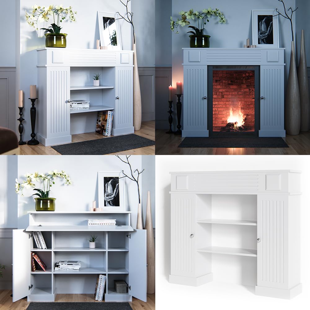 Vicco Marco para Chimenea, Blanco, 119.5 x 103 cm | para el revestimiento decorativo de aberturas de chimenea no utilizadas