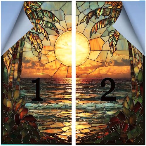 Vinilo adhesivo para ventana con diseño Rustic Ocean 23.6x35.4 pulg x2 piezas miniatura 2