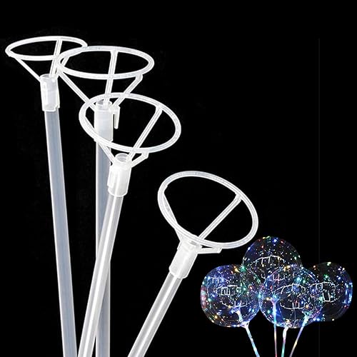 50 unidades de bastón de globos con tazas soporte largo de plástico para globos Bobo de globos grandes transparentes para bodas cumpleaños fiestas