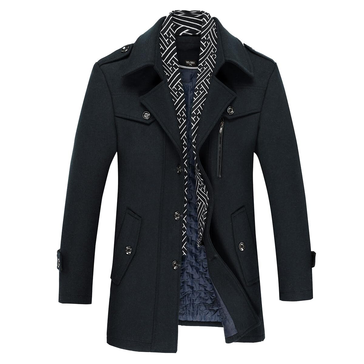 Allthemen Trench Corto Invernale da Uomo Trench di Lana Cappotto Spessa e Sottile Soprabito Parka Giacca a vento Giacca con risvolto