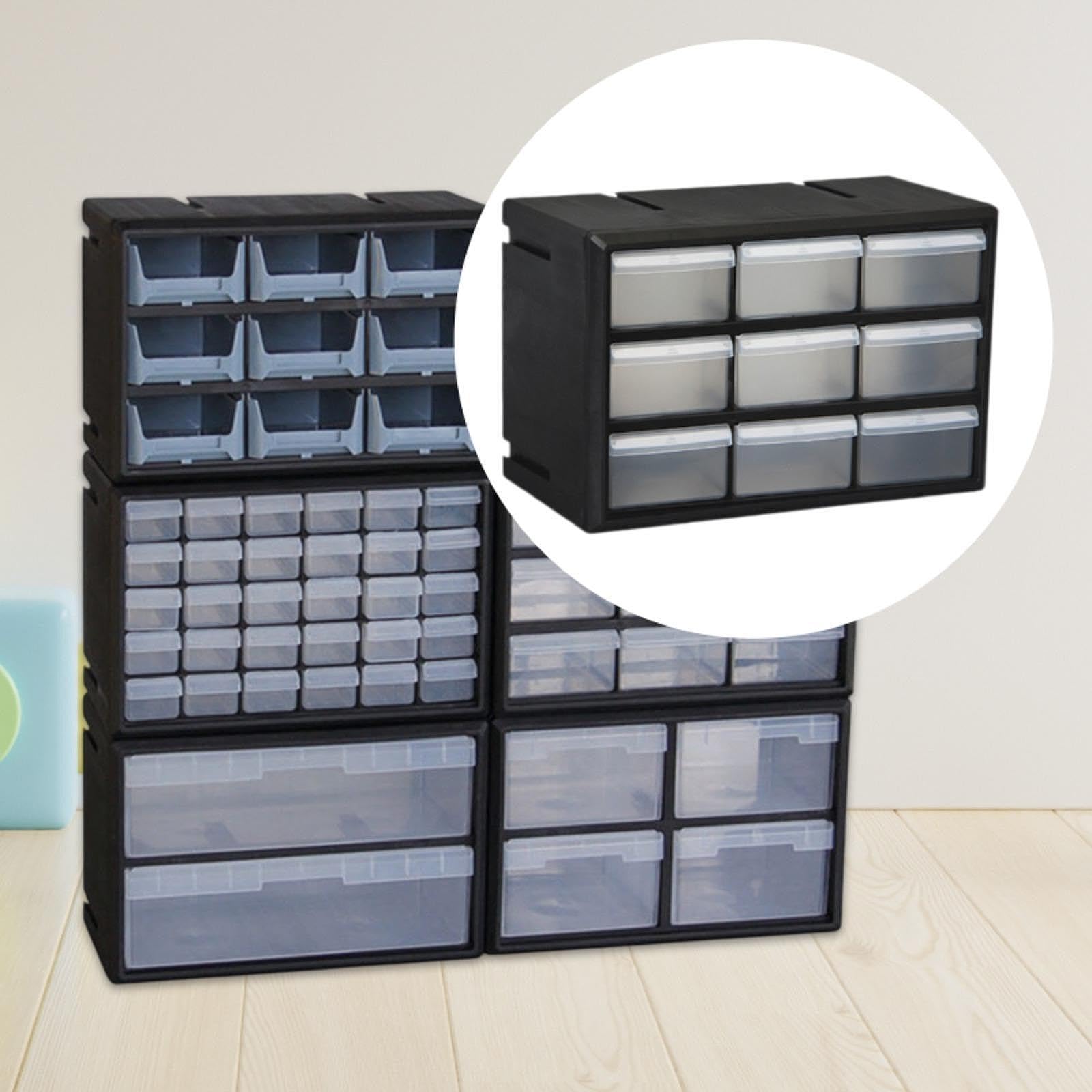 Organizador de Cajones para Armario, Organización de Garaje, Caja de Herramientas de Pared para Tuercas, Objetos Pequeños, Tornillos, Y Maquil, 9 Cajones