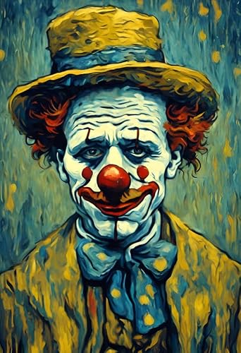 Red Benson Multicolour Sad Clown 1 Red173 A6 Poster On Canvas - Borderless Movie Art Cult Film Images Classic Iconic 70S 80S 90S Vintage Retro Home Wall Decor Pictures Printing Modern Artwork Aesthetic Reproduction