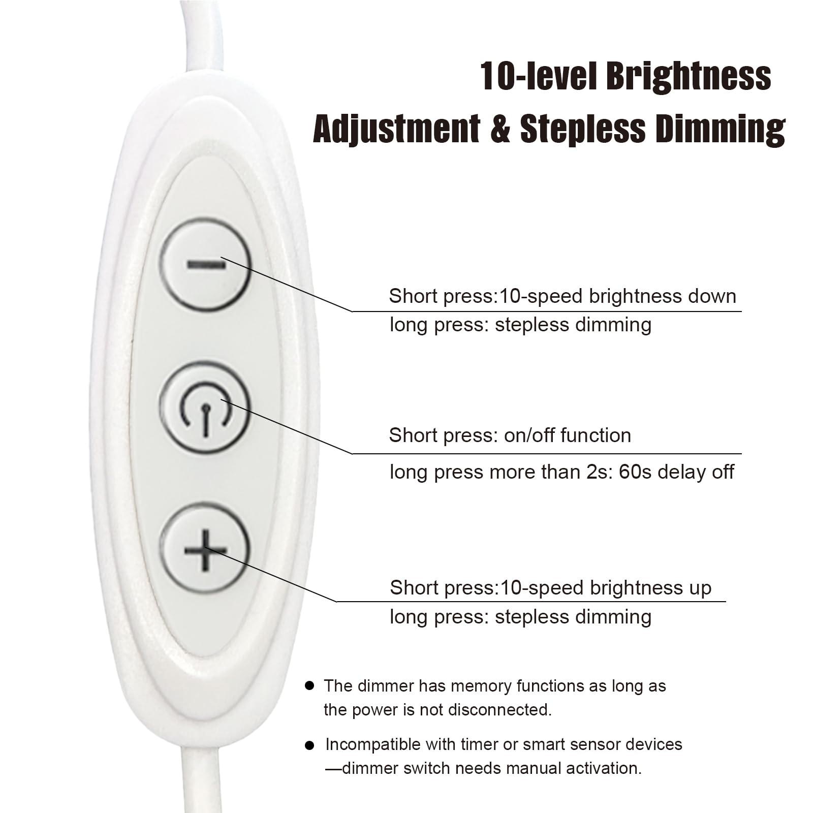 Striscia di luce USB bianca calda 3000K CRI92+ 5V COB striscia di luce LED con interruttore dimmer, striscia luminosa a LED da 10 W/6 piedi per mobili da cucina, camera da letto, illuminazione