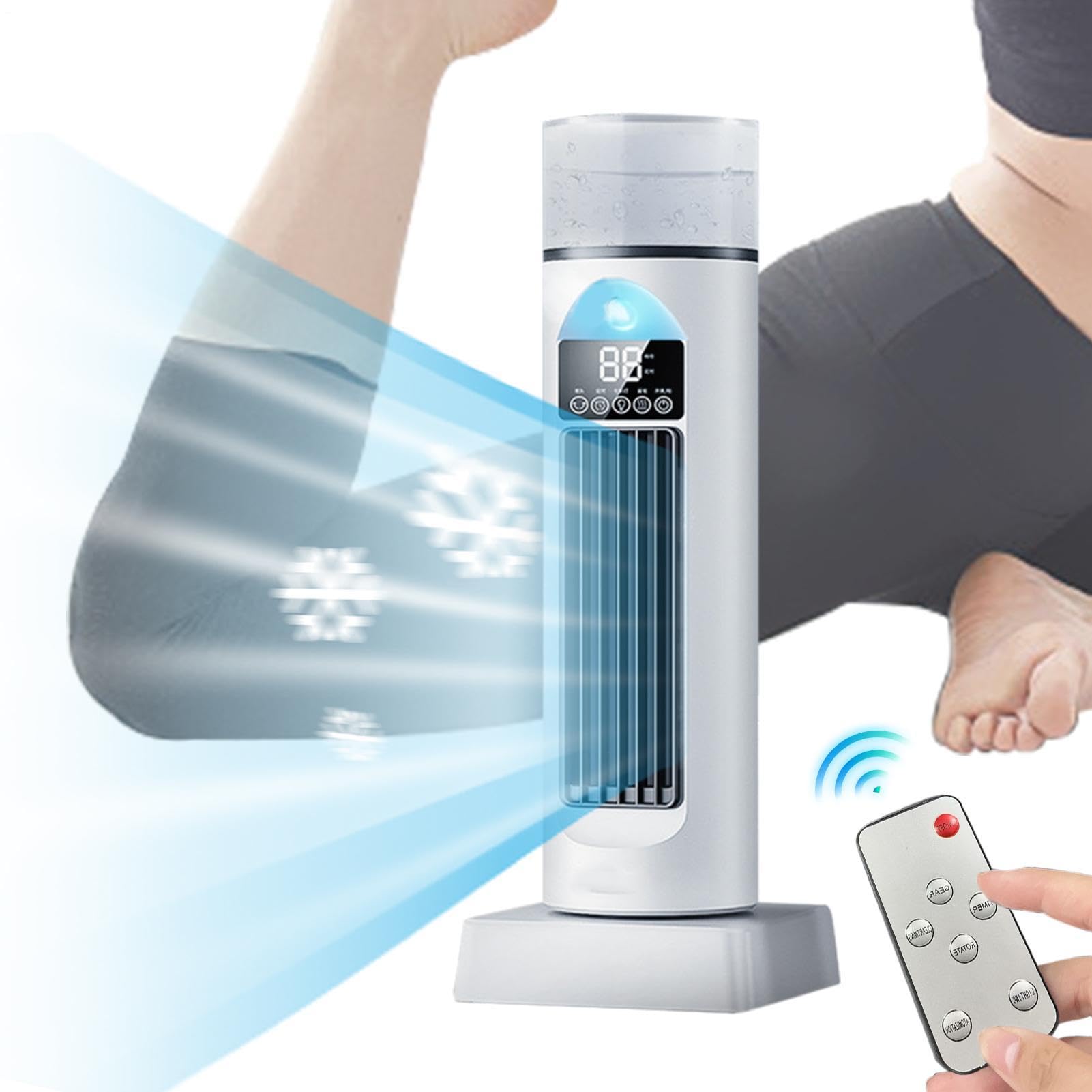 Ventilatore Per Aria Fredda - Umidificatore Evaporativo Per Ambienti | Dispositivo Di Raffreddamento Portatile Senza Lama Per Aria Condizionata | Dimensioni 37x13x13 Cm + Capacità Serbatoio 230 Ml