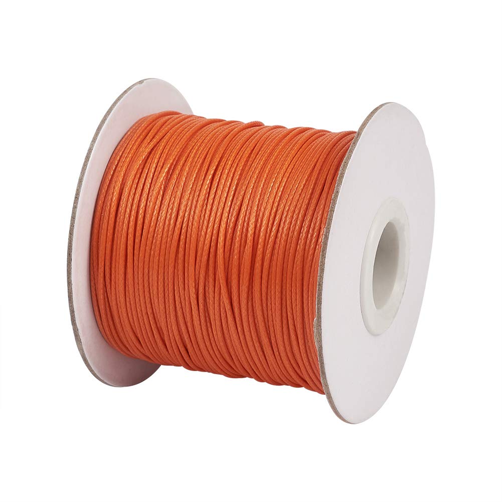 Cheriswelry 85yards 1mm Waxed Cotton Cord Thread Beading String Rope with Spool for Jewellery Making Macrame,Tomato