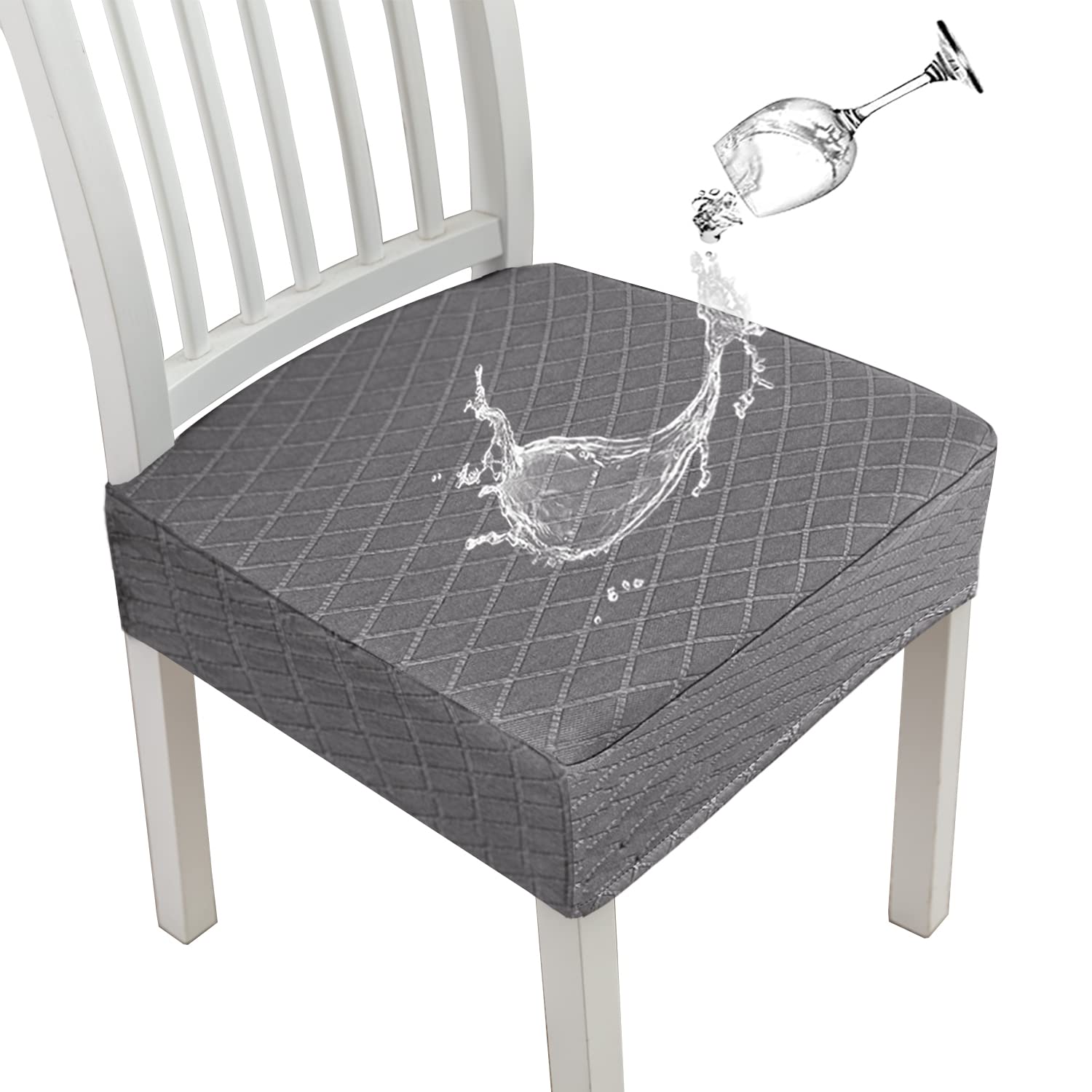 Housse de Chaise 6 Pièces, Treillis en Diamant pour Chaises de Salle à Manger, Extensibles Amovibles Lavables Protection pour Salle à Manger, Adaptées à Cuisine, Fêtes, Hôtels, Gris