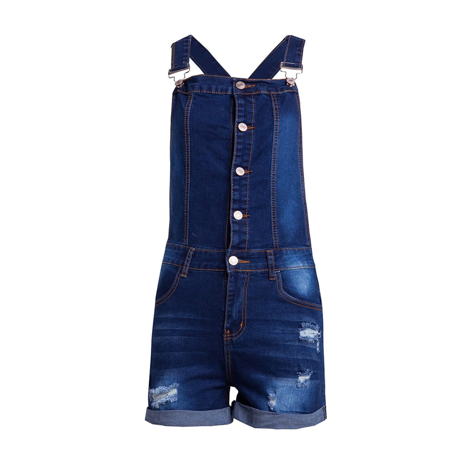 Peto de verano para mujer, pantalones vaqueros cortos, pantalones vaqueros cómodos y elásticos, con correas de hebilla, cómodos, pantalones cortos cargo con tirantes, mono vaquero para mujer