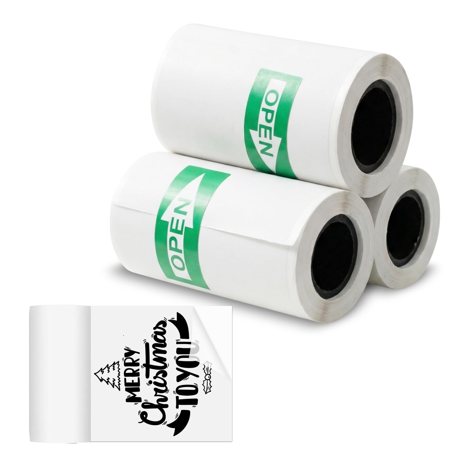 3 Rolls Transparent Self Adhesive Thermal Paper – 57mm x 3m, Diameter 25mm, Glossy Thermal Printer Labels for Mini Portable Printers Camera Sticker Papers Roll for Most Instant Cameras
