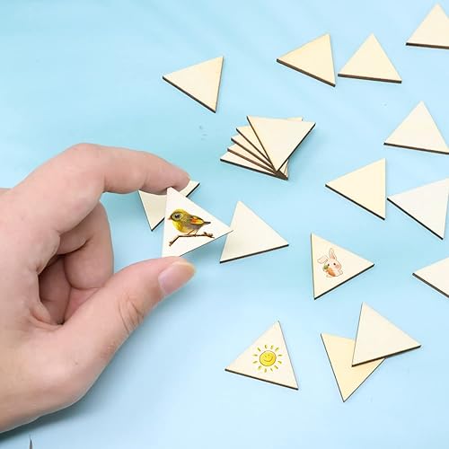 Miniatura 7 de yueton 100 piezas de madera en blanco triangulares sin terminar de 1.181 in/1.2 pulgadas para manualidades, decoración del hogar, juegos de mesa,