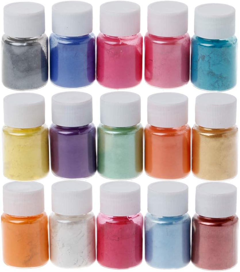 Yinuneronsty15 Colors Natural Mica Powder Epoxy Resin Dye Pearl Pigment