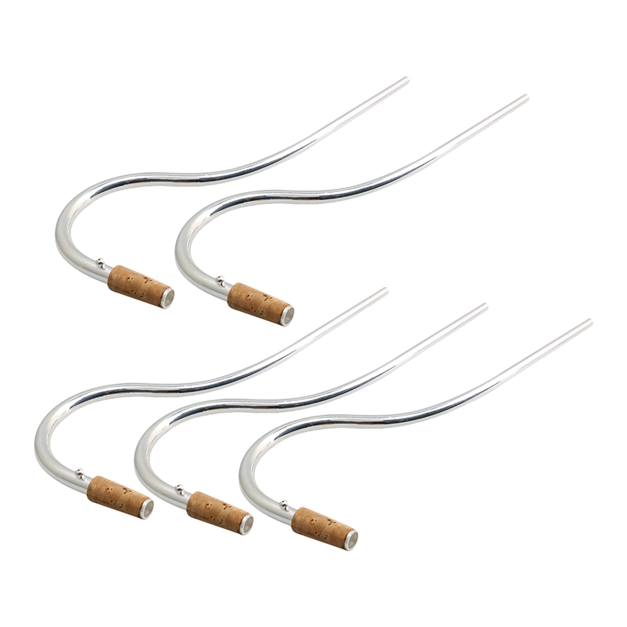 Bstinay 21.5cm Silver Bassoon Bocal Crook Copper Mouthpiece with Cork Accessories Pack of 5