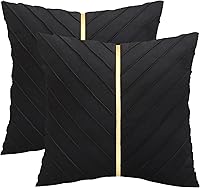 Vista 14 de Tosleo - Fundas de almohada de terciopelo beige de 20 x 20 pulgadas, paquete de 2 con cuero dorado, fundas decorativas de Navidad para sofá, fundas