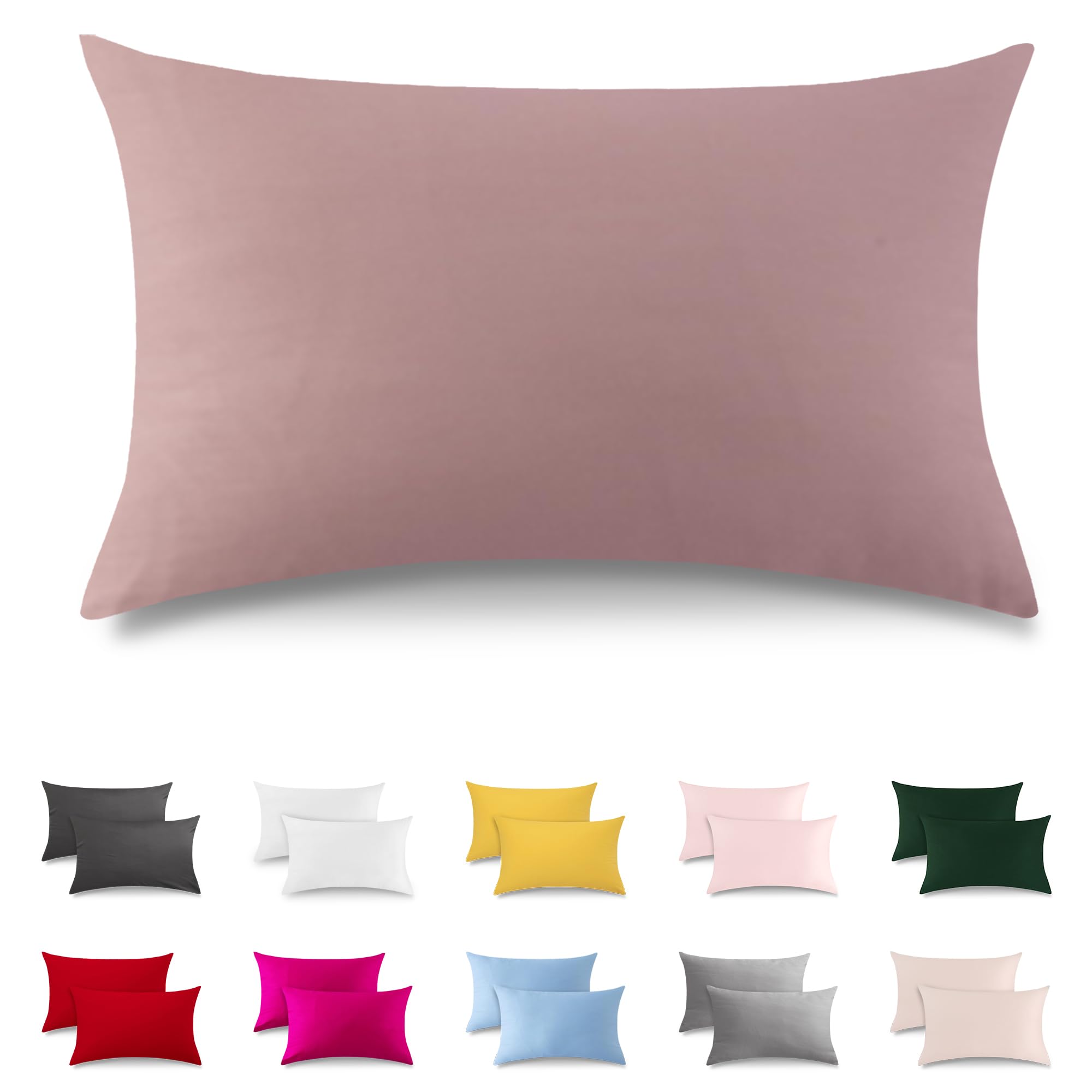 ATsense Set of 2 cushion covers, 40 x 60 cm, 100% cotton, pink pillowcase, soft and hypoallergenic, Oeko-Tex certified, cushion cover with zip, suitable for allergy sufferers — image 1
