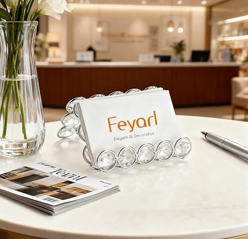 Miniatura 4 de Feyarl Soporte para tarjetas de visita de cristal, para oficina, pantalla de tarjeta de presentación de negocios, brillante escritorio, tarjeta de