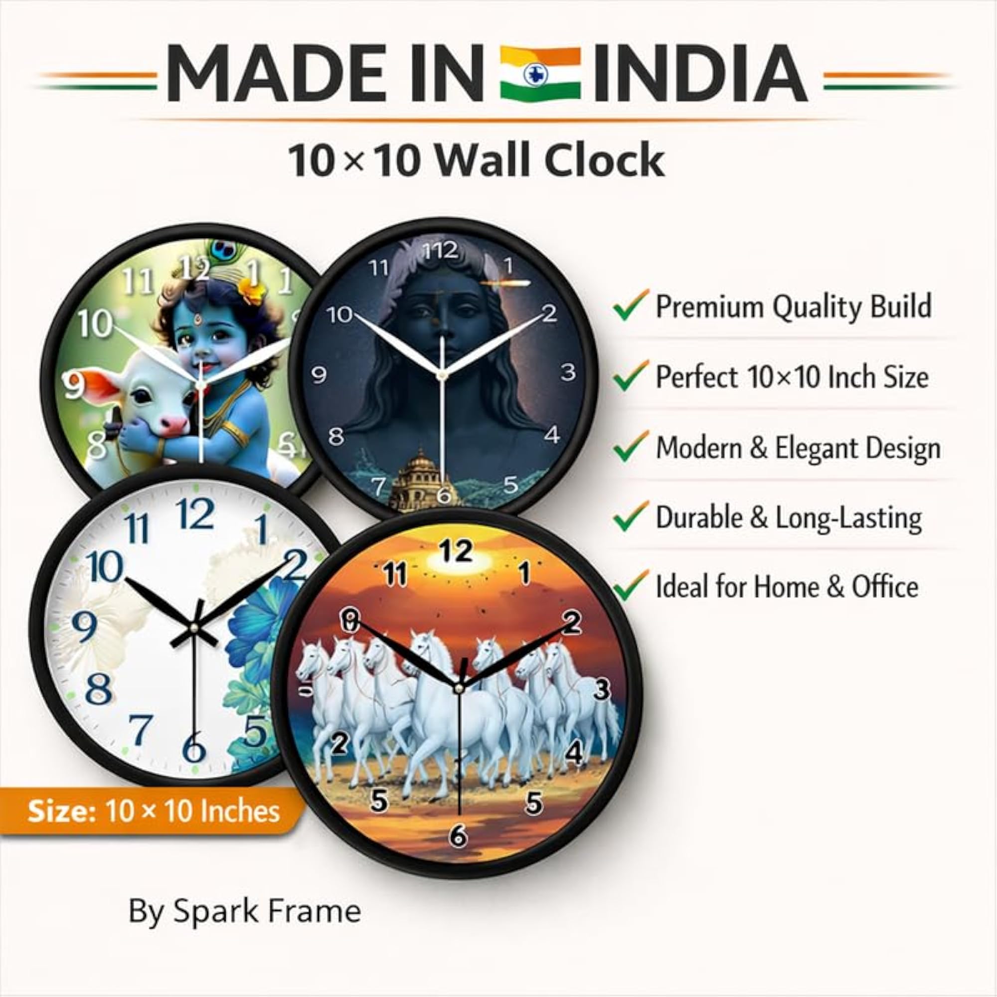 Spark Frame Clock Decorative Stylish Glass Analog Wall Clock