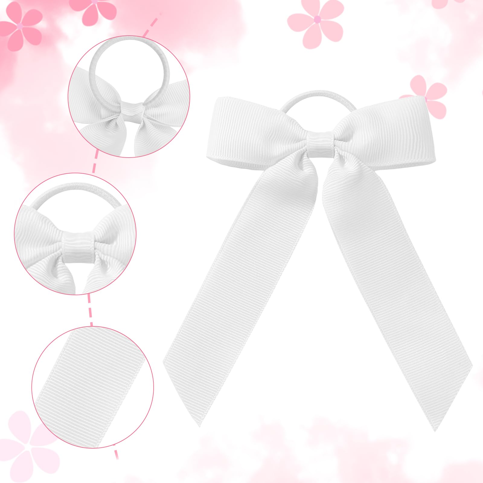 12pcs Collegiate Style Ponytail Holder Hair Bows - Image 4