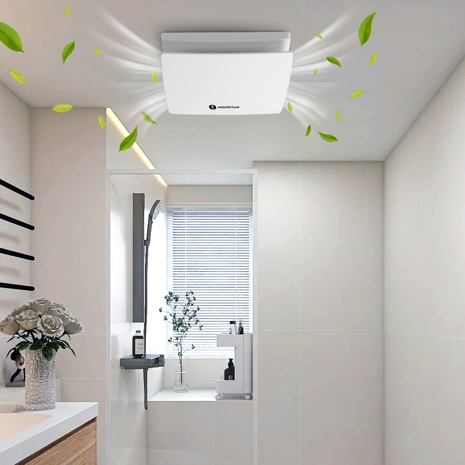 Aigostar Extractor de Baño 150mm, Extractor de Aire Silencioso con válvula Anti retorno, 18W, Ideal para Baño, Cocina, Garaje, Sótano