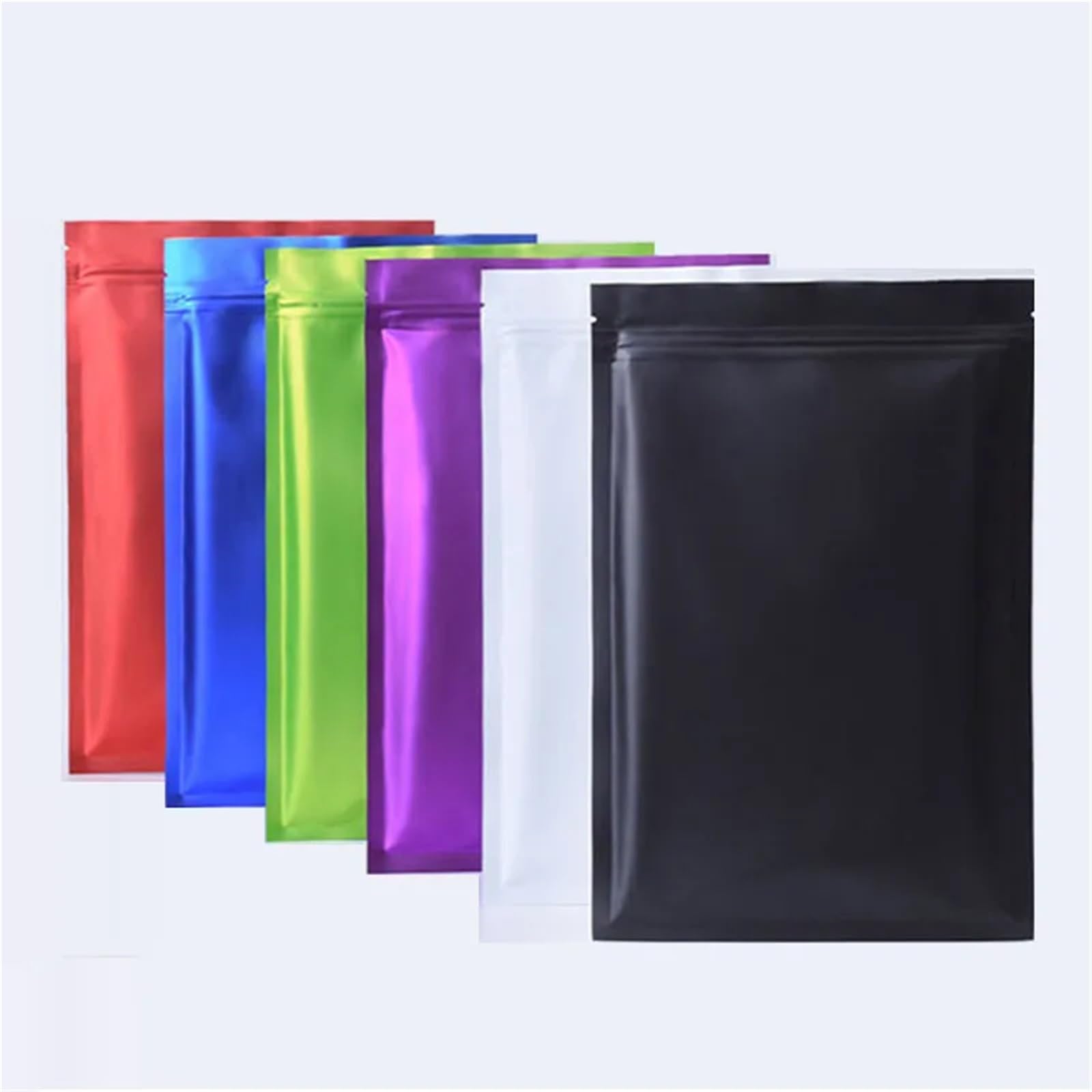 Bolsas planas Bolsas planas con cierre hermético de aluminio resellable for té, alimentos, dulces, joyas, sellado térmico(Black,100pcs,20x30cm)