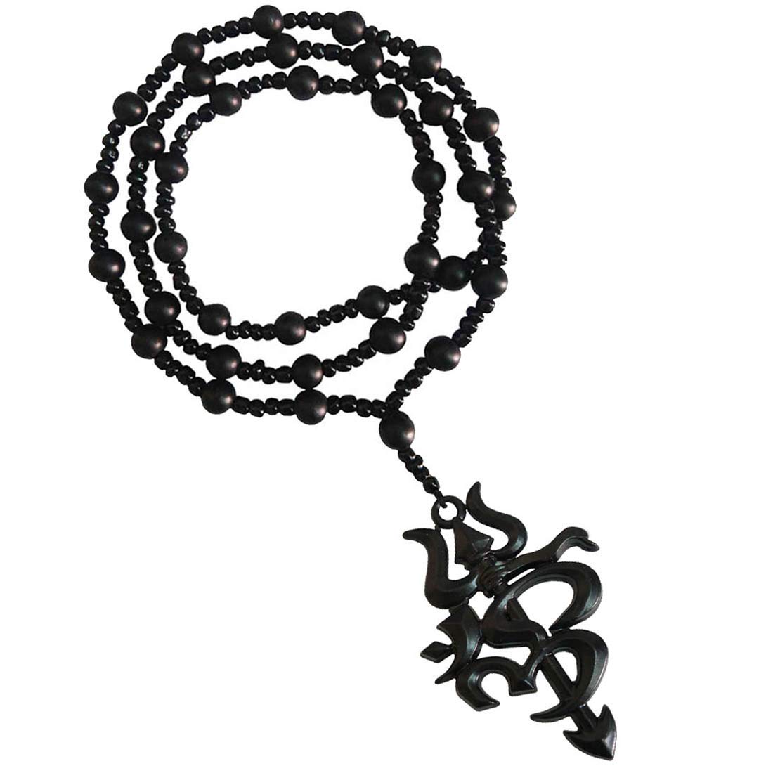 Black Om Trishul Pendant with Black Glass Beads Mala (B082Y2VJRB) Amazon Price History, Amazon Price Tracker