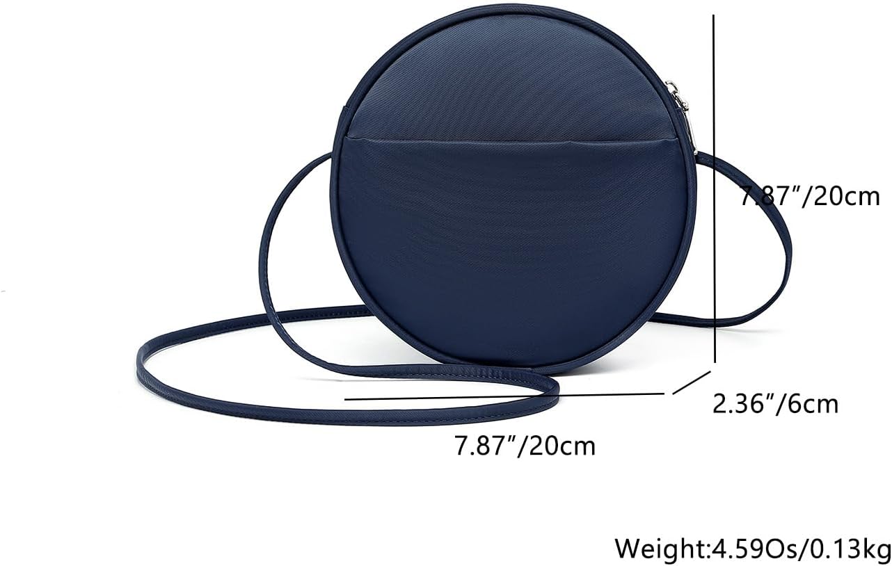 Circle Purse for Women, Round Crossbody Bag with Zipper