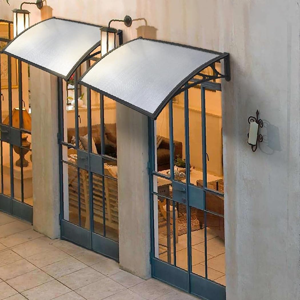 Outdoor Entryway Canopy, Polycarbonate Awning for Front Door, UV & Rain Protection, Aluminum Solar Awning for Balcony, Patio, Terrace (31x31 in)