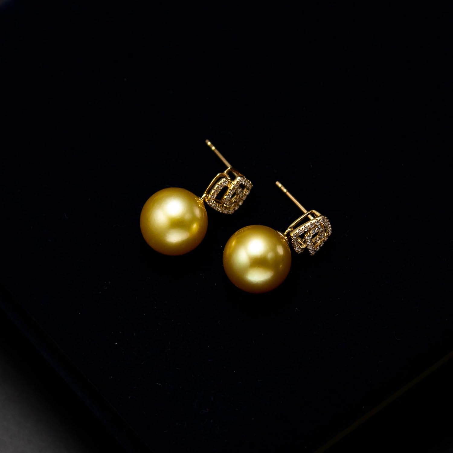 NONNYL Wife Jewelry 18K Gold Earrings - Genuine South Sea Golden Pearl Jewelry Earrings for Women, Birthday Jewelry for Girlfriend, Valentine's Day for Wife NO1262
