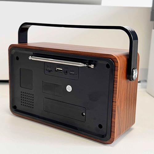 Miniatura 2 de Radio AMFM retro con altavoz Bluetooth y función de reproducción de TFUSB, radio de diseño vintage con dial de sintonización grande, batería de