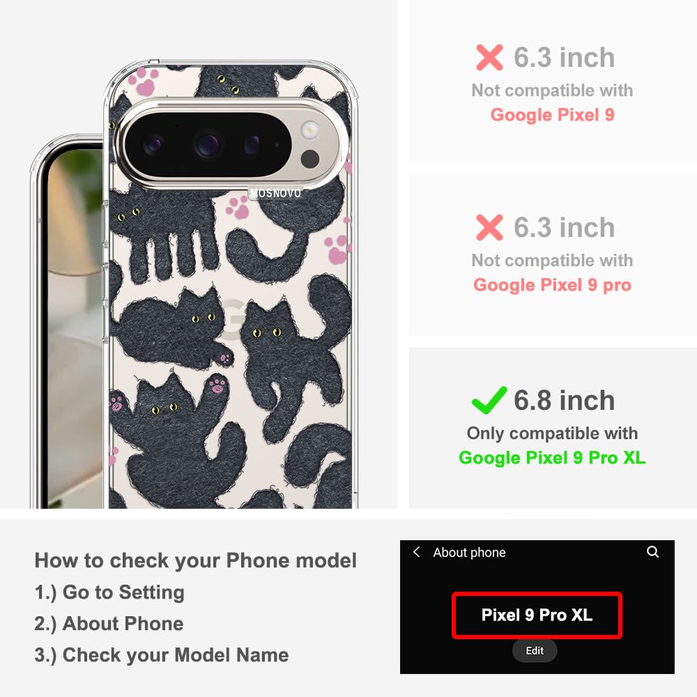 MOSNOVO Case for Google Pixel 10 & Pixel 10 Pro, [Buffertech 6.6ft Military-Grade Drop Protection] [Anti Peel Off Tech] Clear TPU Bumper Phone Case Cover Design - Cute Cherry — view 181