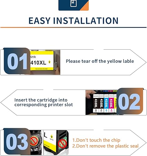 Miniatura 4 de Ankink Cartucho de tinta remanufacturado de repuesto para impresora Epson 410XL 410 XL T410 T410XL (5 combinados, negro cian magenta amarillo) para