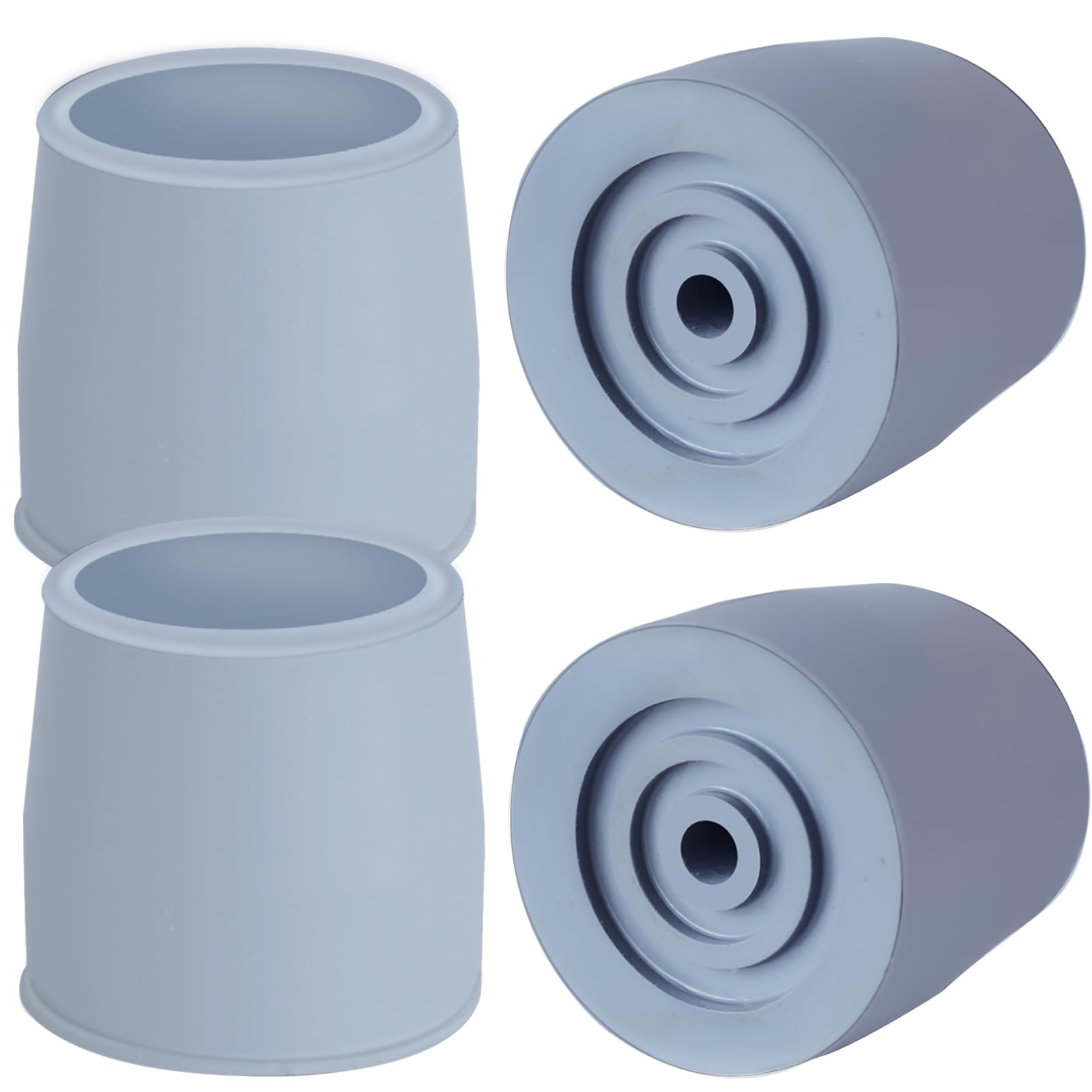 Paquete de 4 puntas de bastón de goma de repuesto de 1 1/8 pulgadas, puntas de muleta de alta resistencia, puntas de goma para muletas para caminantes, inodoros, sillas de ducha, patas de bastón, gris