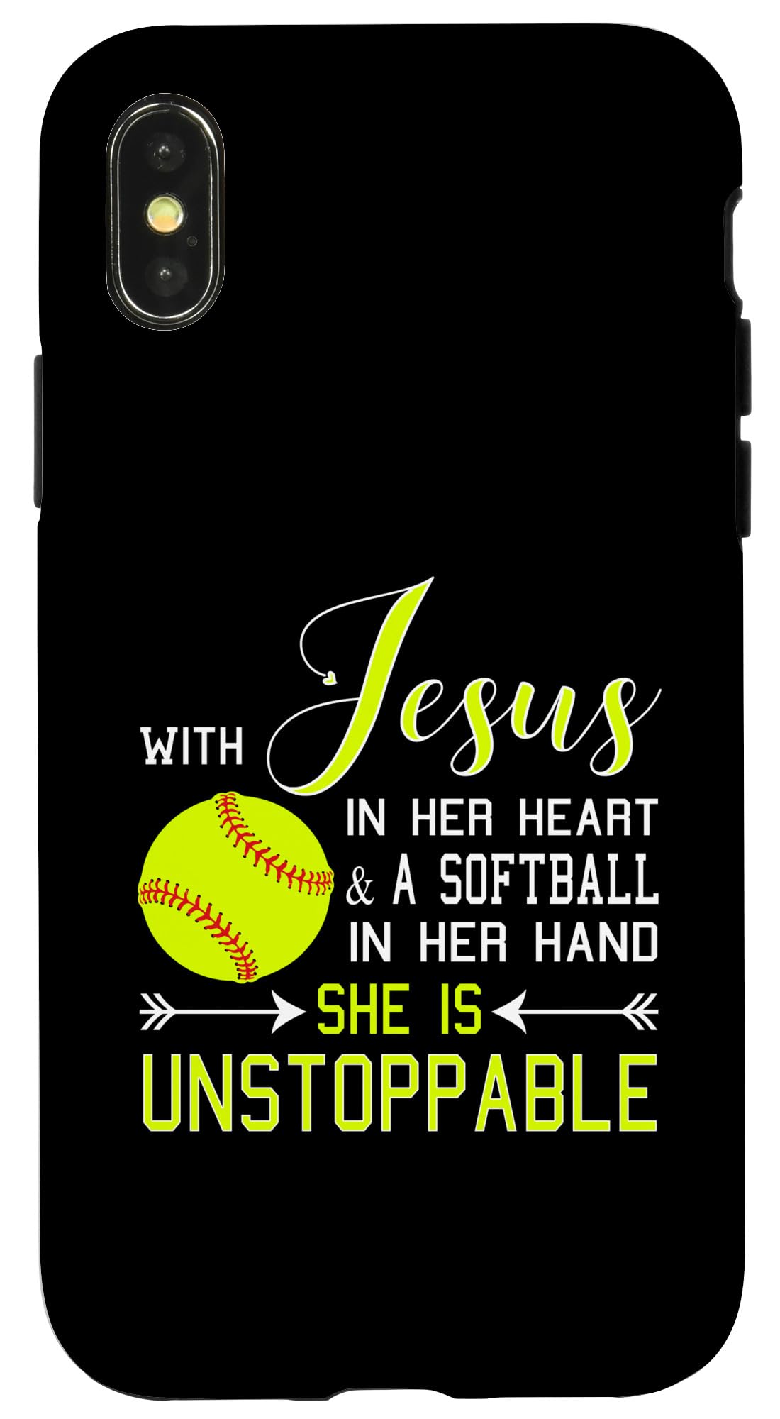 iPhone X/XS WITH JESUS IN HER HEART & A Softball Hand She Is Unstoppable Case